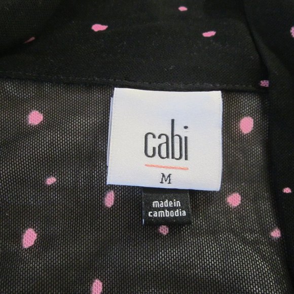 CAbi Top M Impetuous Topper Black/Pink Dots Mesh Tie Front #5978 - Picture 3 of 9
